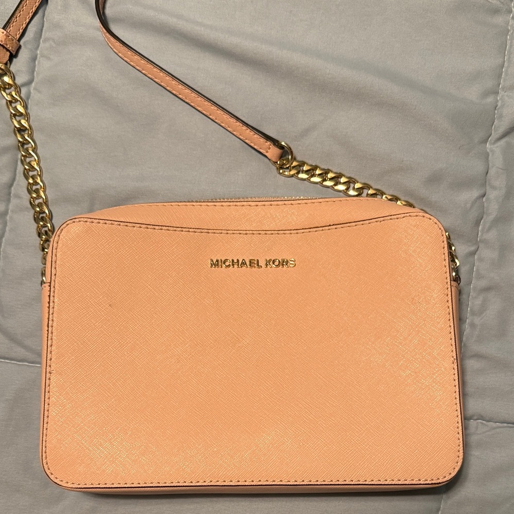 Michael Kors Light Pink Crossbody Bag with Gold Chain
